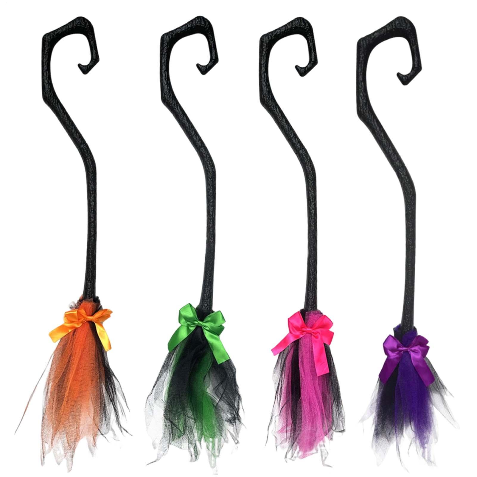 Kids Outdoor Broom - Heksenbezem, griezelige foto-rekwisiet met linten, heksenbezem