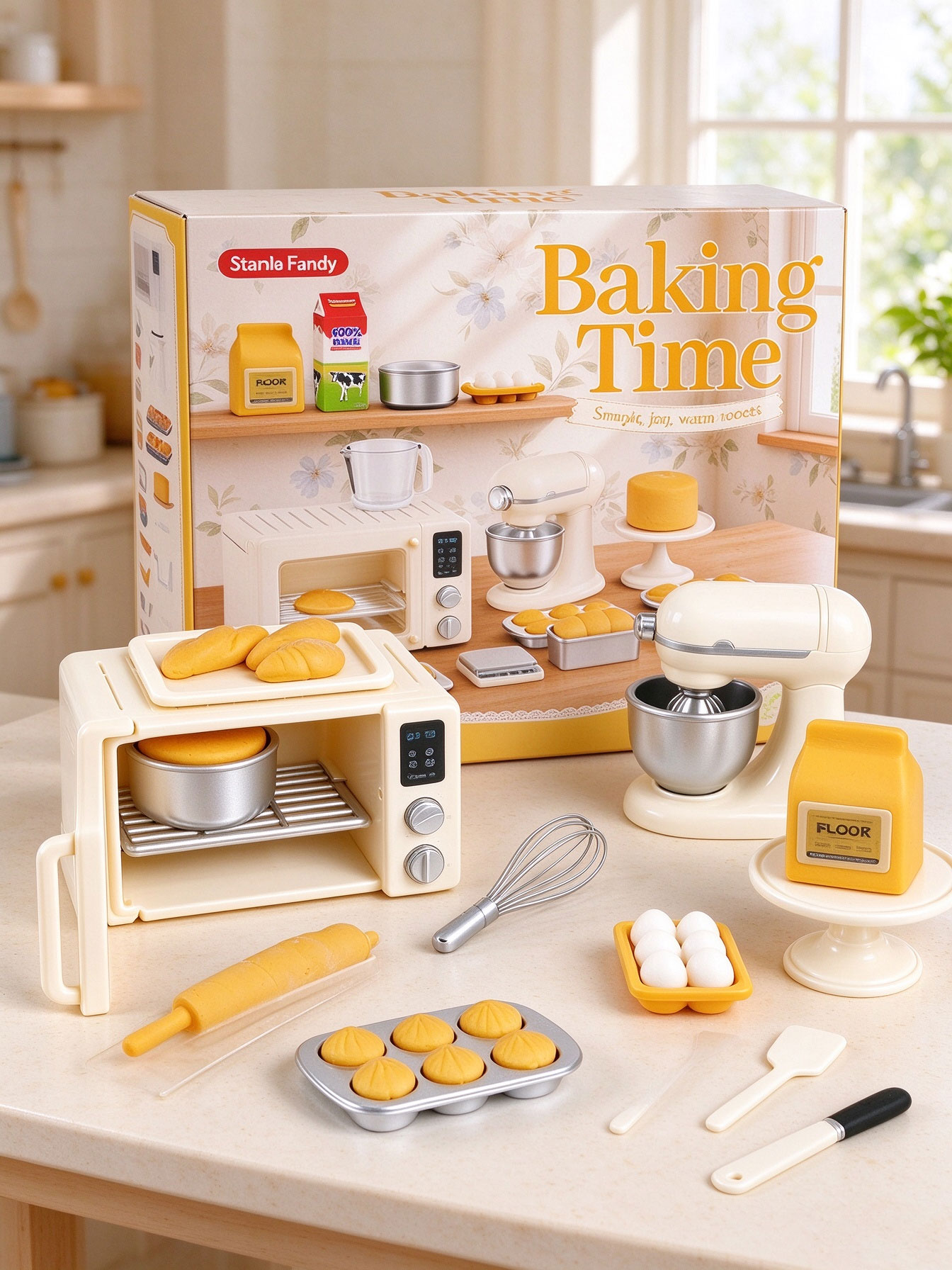 Kids Outdoor Kitchen Accessories - Mini Bakset Speelgoedset Poppenhuis Keuken Miniatuur