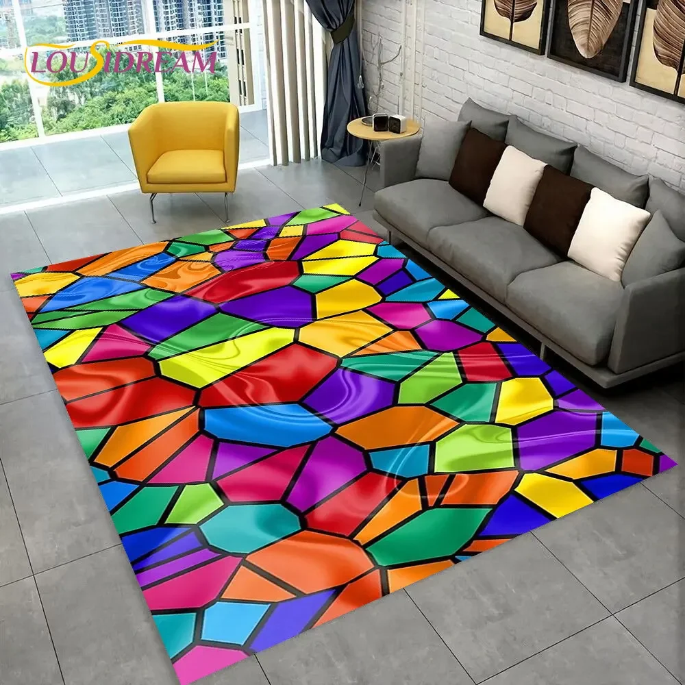 Kids Outdoor Area - Illusie Regenboog Chromatische Kleur Vloerkleed, Tapijt